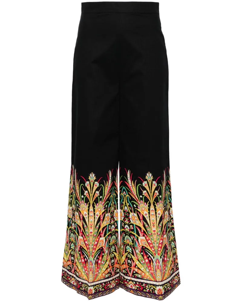 Etro Palazzohose mit botanischem Print - Schwarz Schwarz