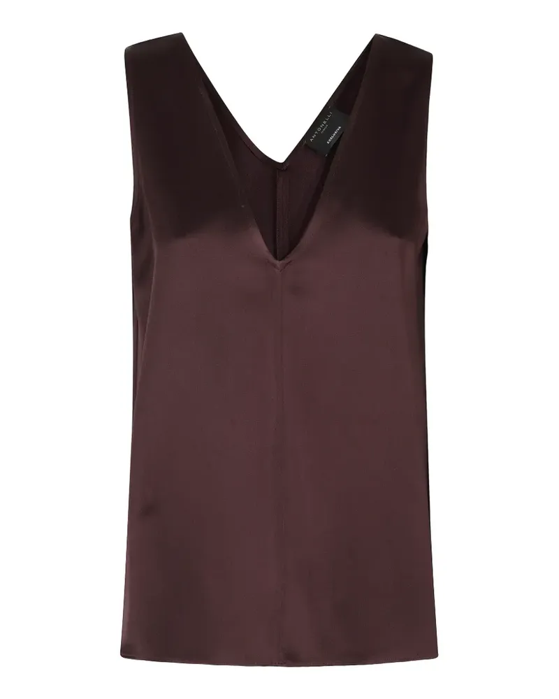 Antonelli Firenze Bergamo V-neck satin top - Rot Rot