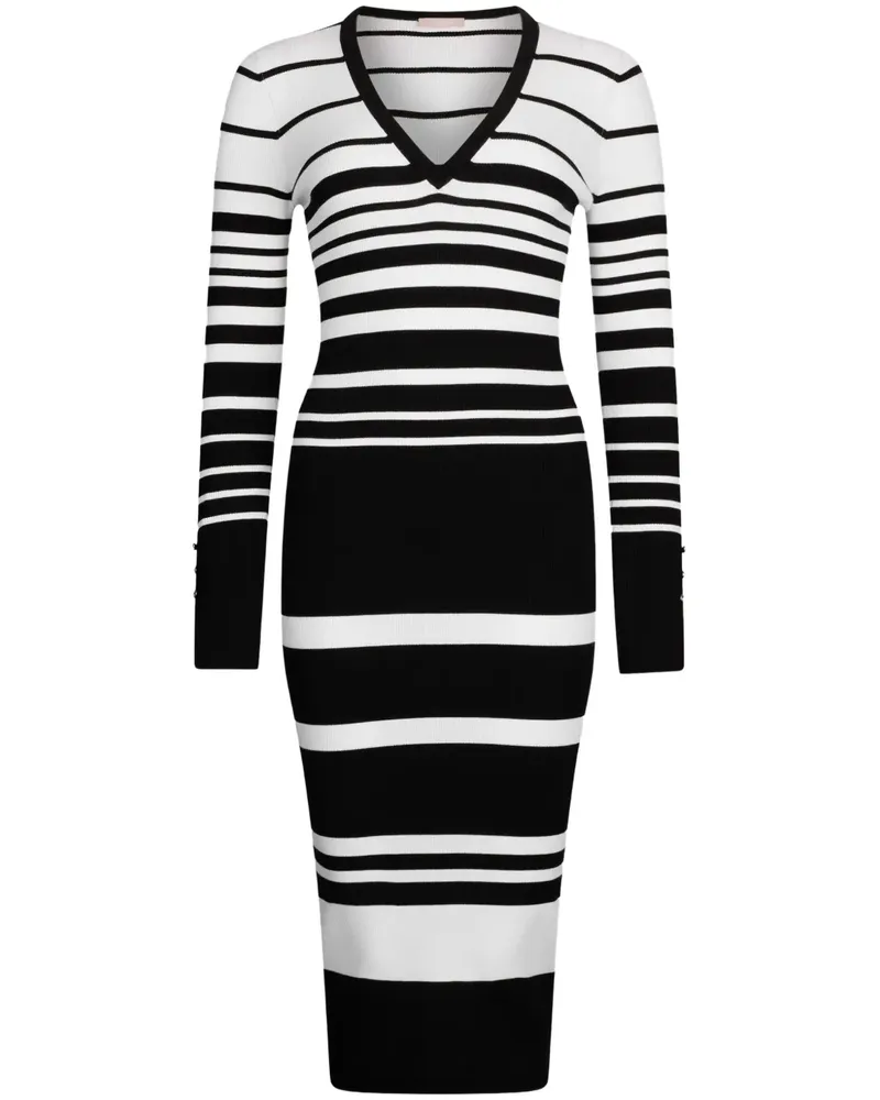 Liu Jo Gestreiftes Midikleid - Schwarz Schwarz