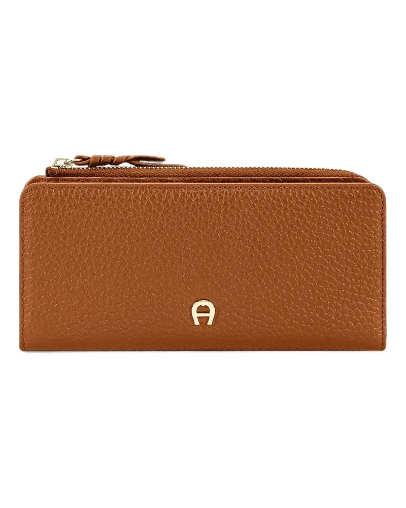 Aigner Carré logo-plaque pebbled wallet - Braun Braun