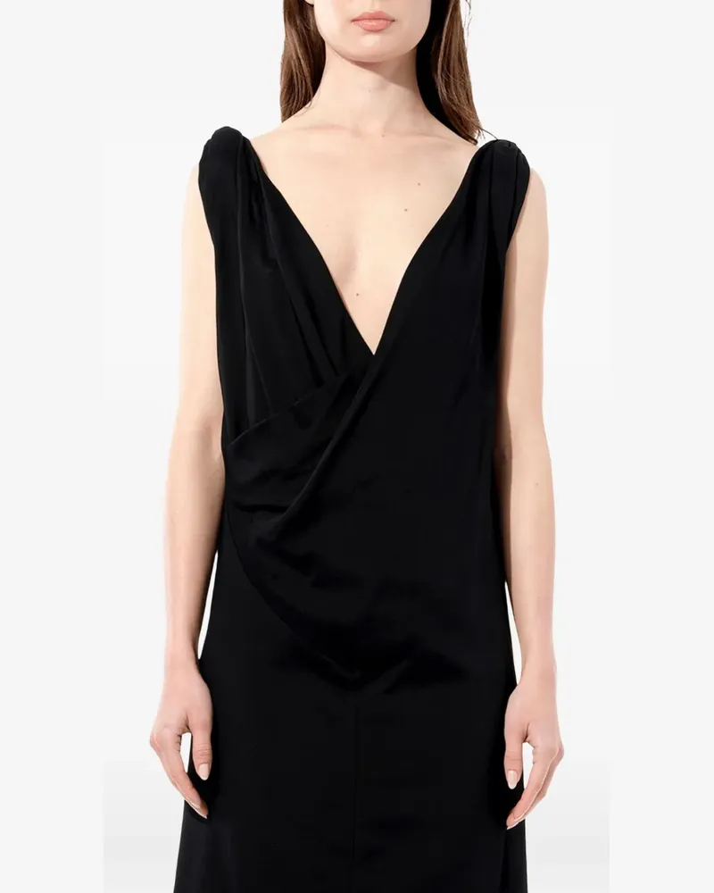 Balenciaga asymmetric V-neck dress - Schwarz Schwarz