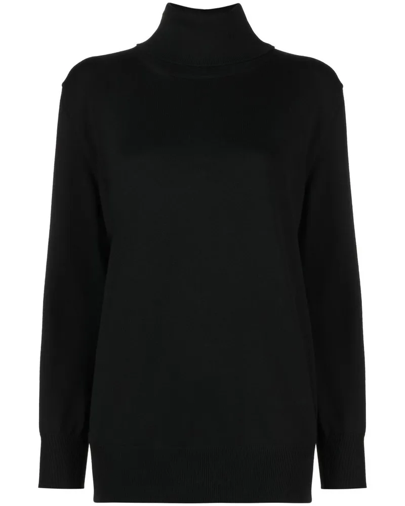 Jil Sander Gerippter Strickpullover - Schwarz Schwarz