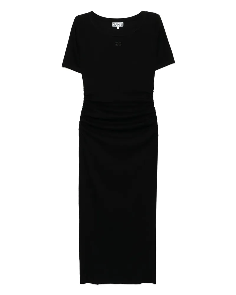 Ganni Geripptes Kleid - Schwarz Schwarz