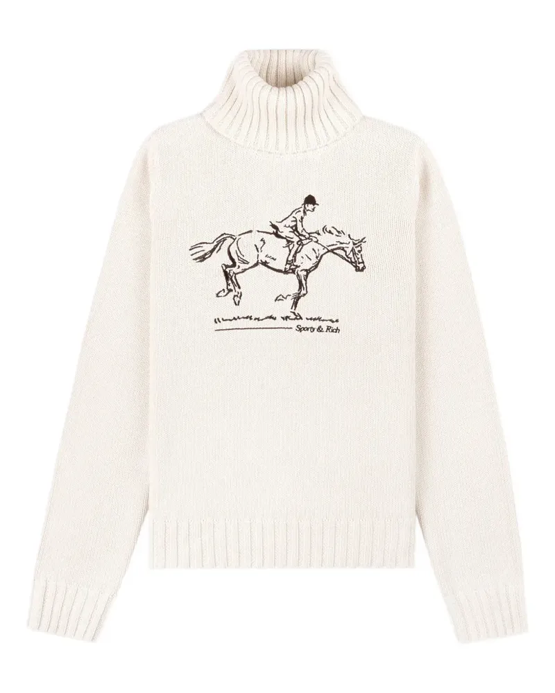 SPORTY & RICH turtleneck equestrian-embroidered sweater - Weiß Weiß