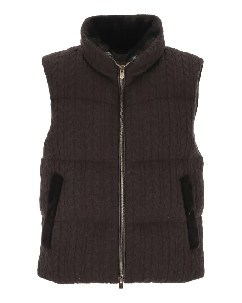 AGNONA cable-knit padded jacket - Braun Braun