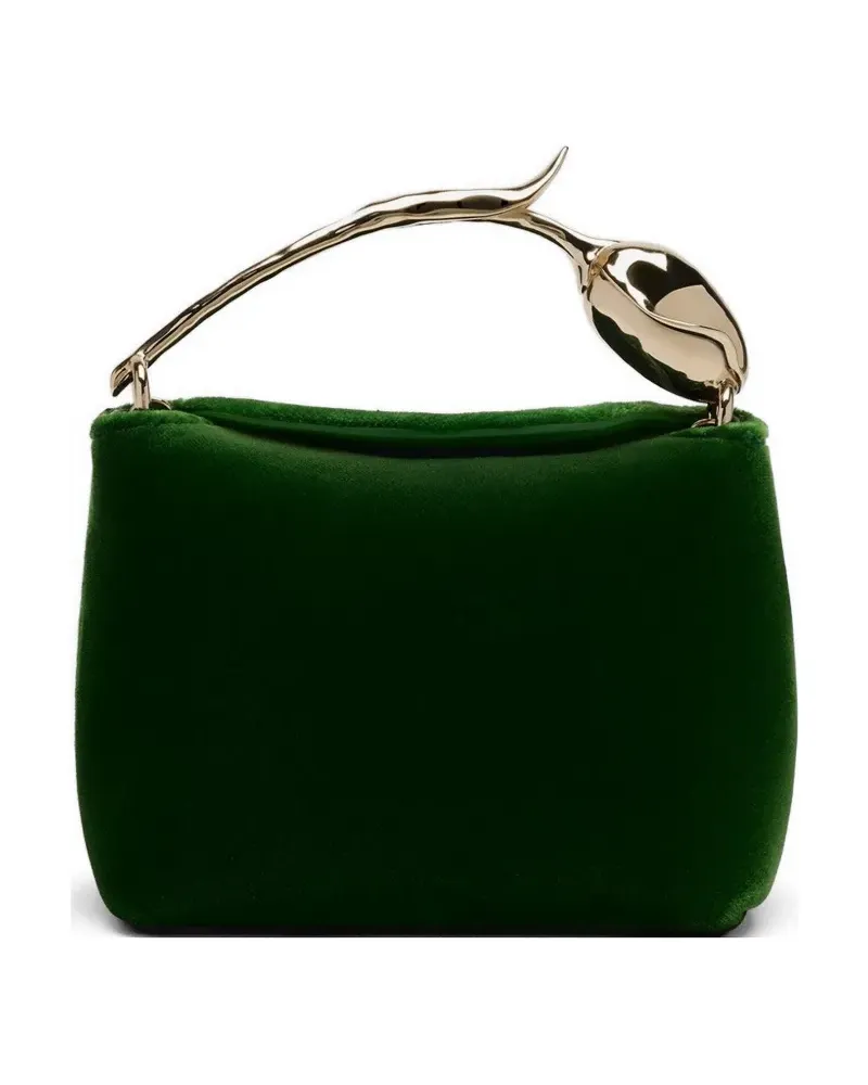 Erdem flower-handle velvet clutch bag - Grün Grün