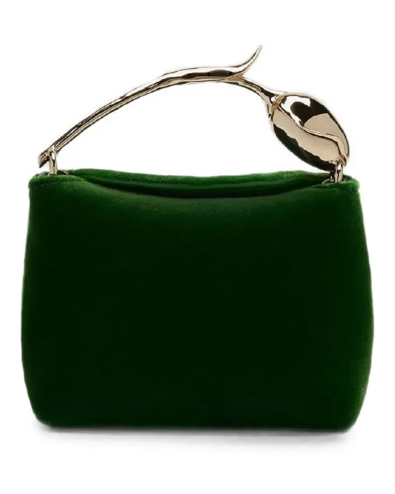 Erdem Micro Bloom Samt-Tote Bag mit Blumenhenkel - Grün Grün