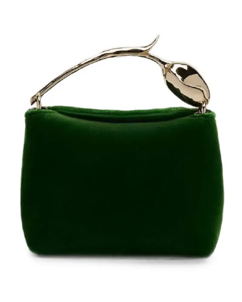 Erdem Micro Bloom Samt-Tote Bag mit Blumenhenkel - Grün Grün
