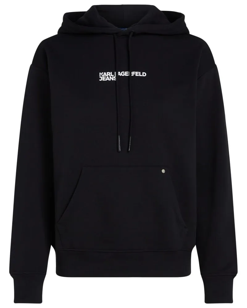 Karl Lagerfeld Hoodie mit Gesicht-Print Schwarz