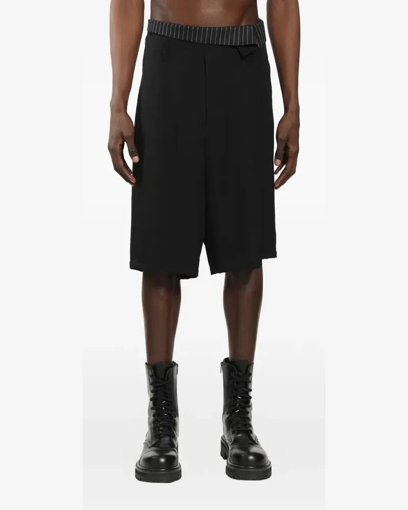 Yohji Yamamoto Thai Gabardine-Shorts aus Wolle - Schwarz Schwarz