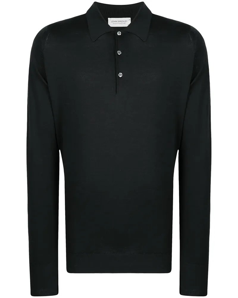 John Smedley Gestricktes Poloshirt - Schwarz Schwarz