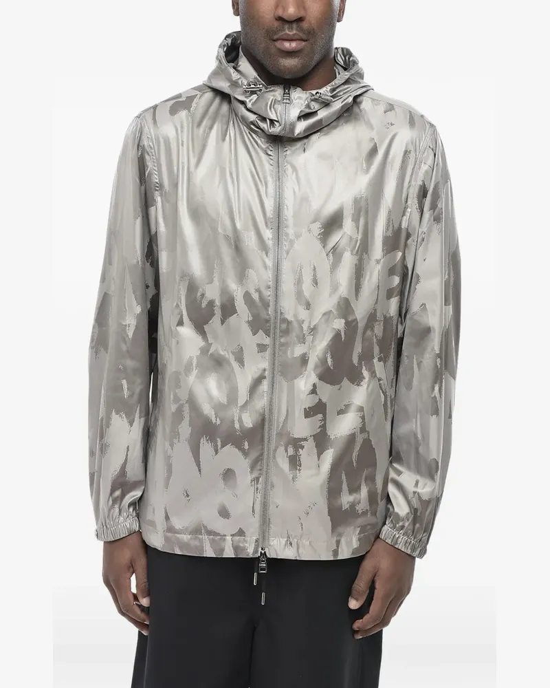 Alexander McQueen logo-print hooded jacket - Grau Grau