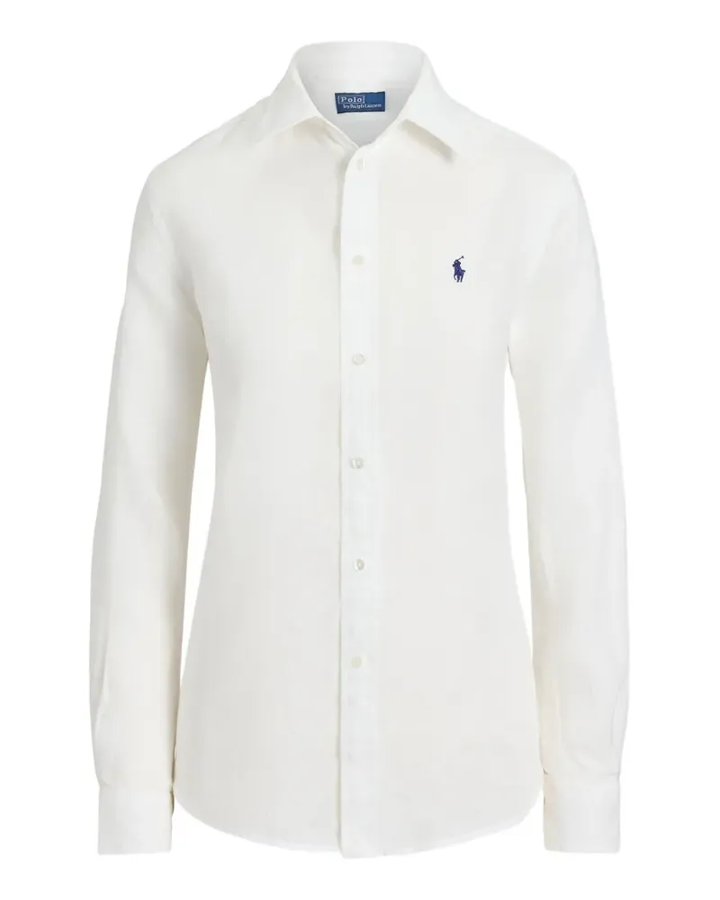 Ralph Lauren Leinenhemd mit Logo-Stickerei - Weiß Weiß