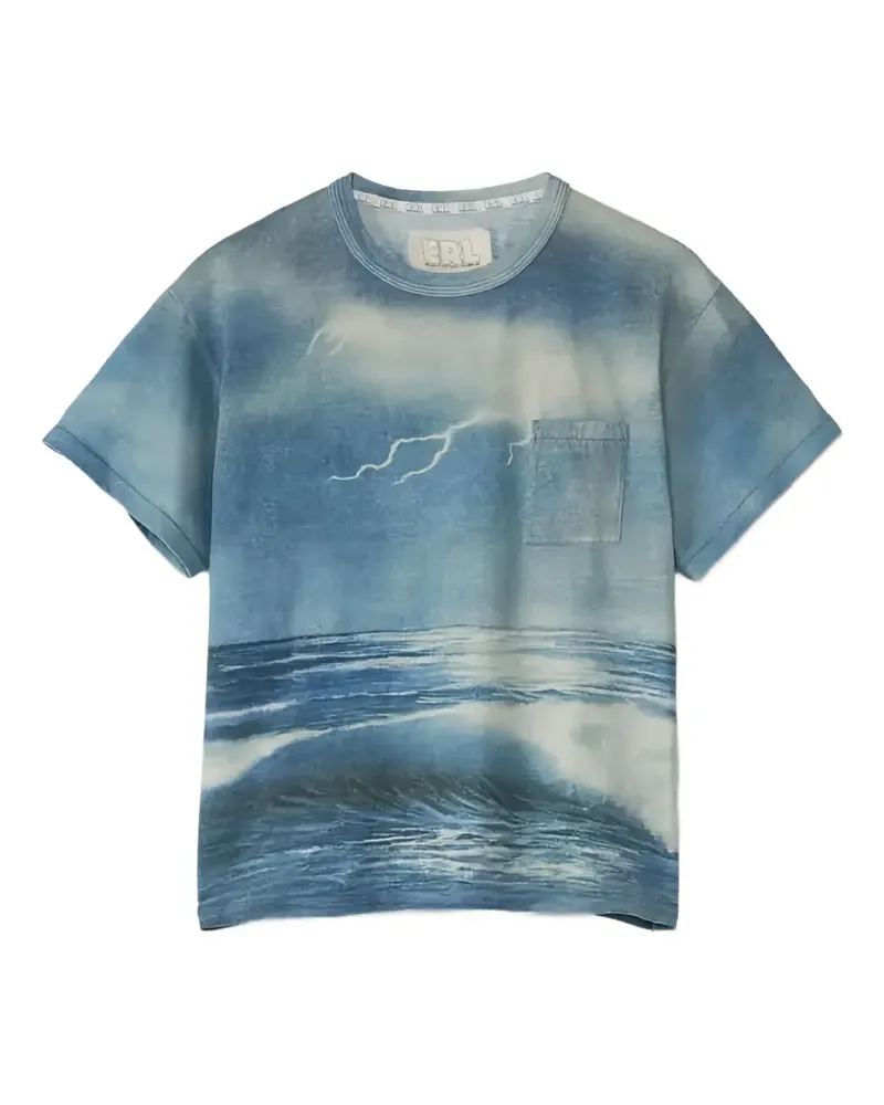 ERL T-Shirt mit Storm-Print - Blau Blau