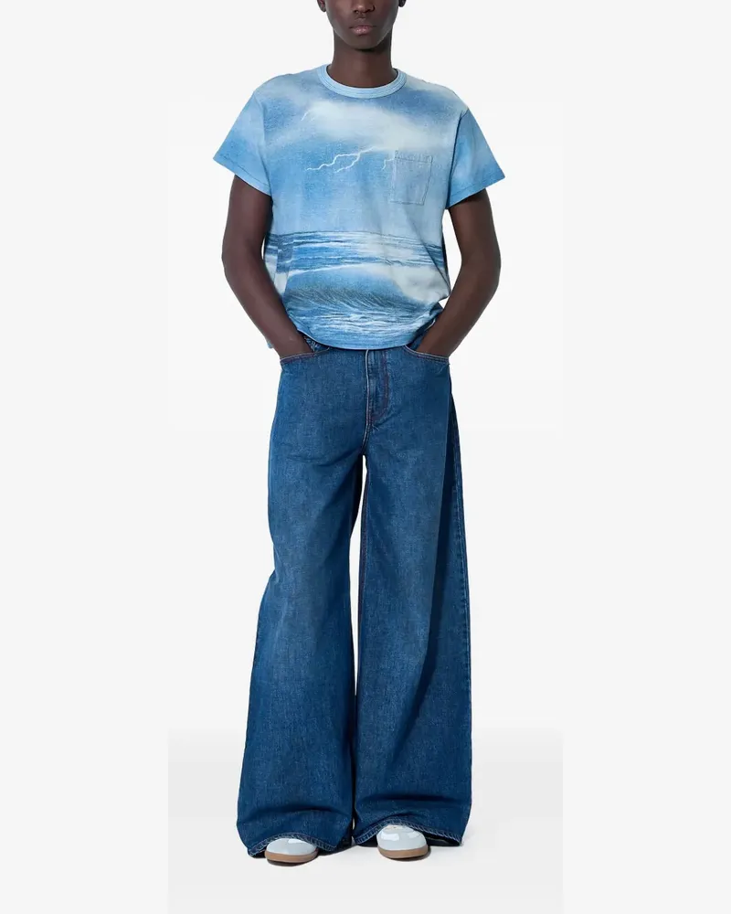 ERL T-Shirt mit Storm-Print - Blau Blau
