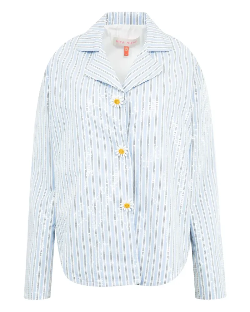 Mira Mikati Gestreiftes Hemd mit Pailletten - Blau Blau