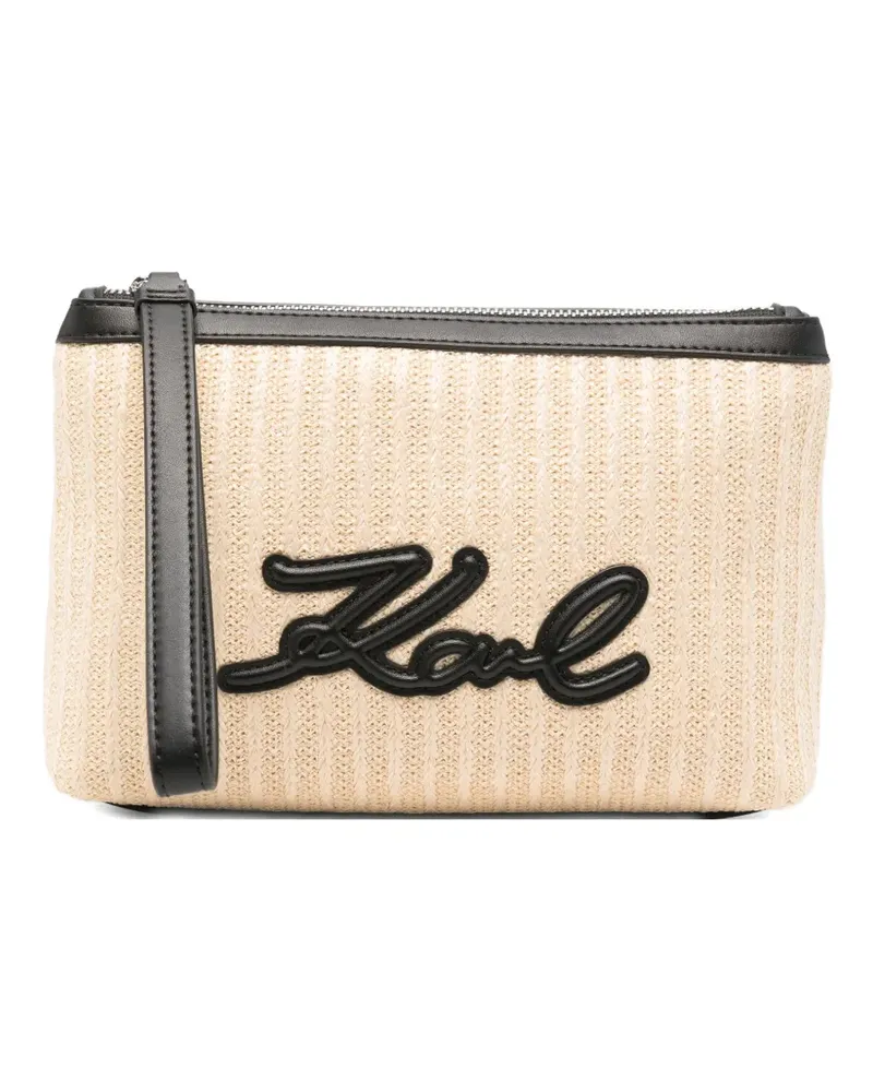 Karl Lagerfeld K/signature logo-lettering clutch bag - Nude Nude