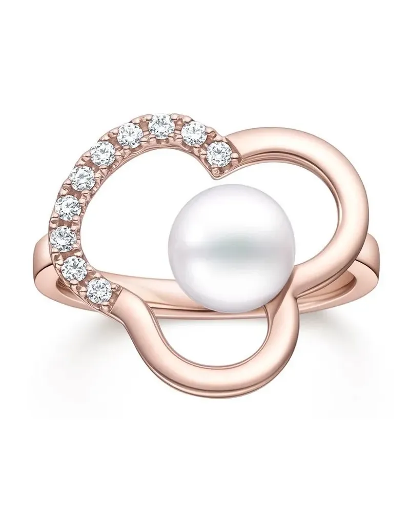 TASAKI 18kt Chants Rotgoldring mit Perle und Diamant - Rosa Rosa