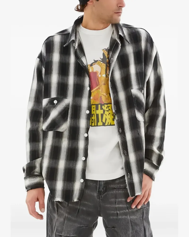 SAINT MXXXXXX checked frayed shirt - Schwarz Schwarz
