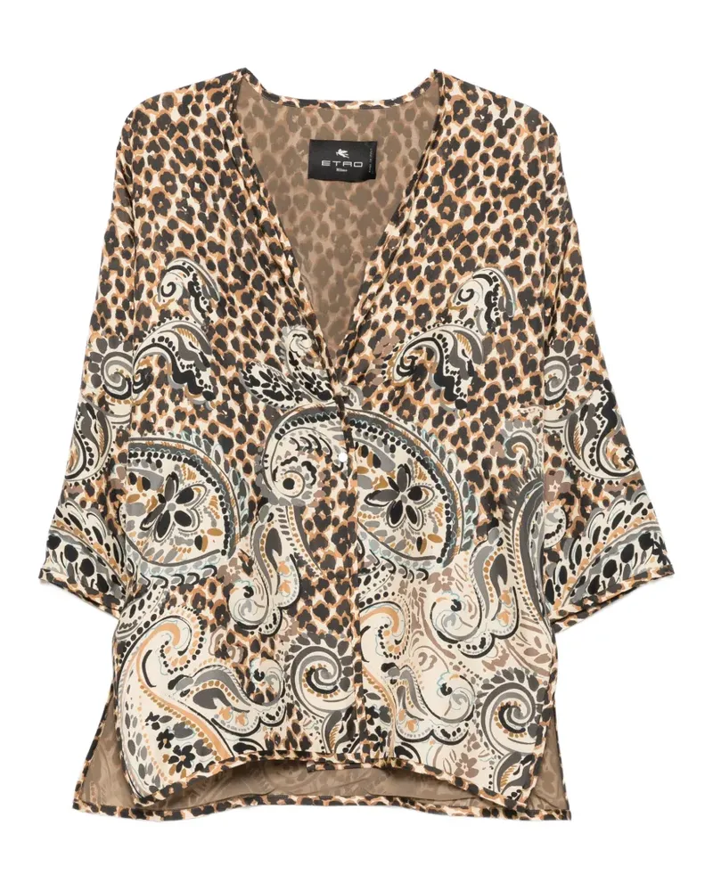 Etro Paisley Jacke mit Leopardenprint - Braun Braun