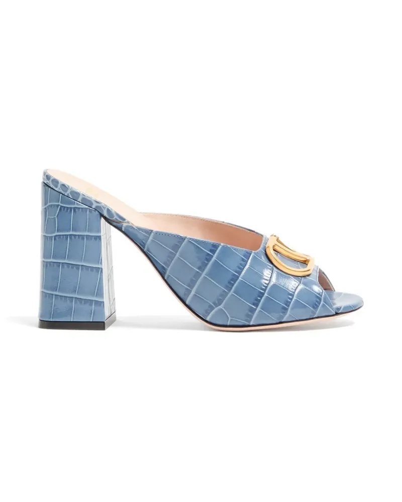 Valentino Garavani Pantoletten aus Kalbsleder mit VLogo 95mm - Blau Blau