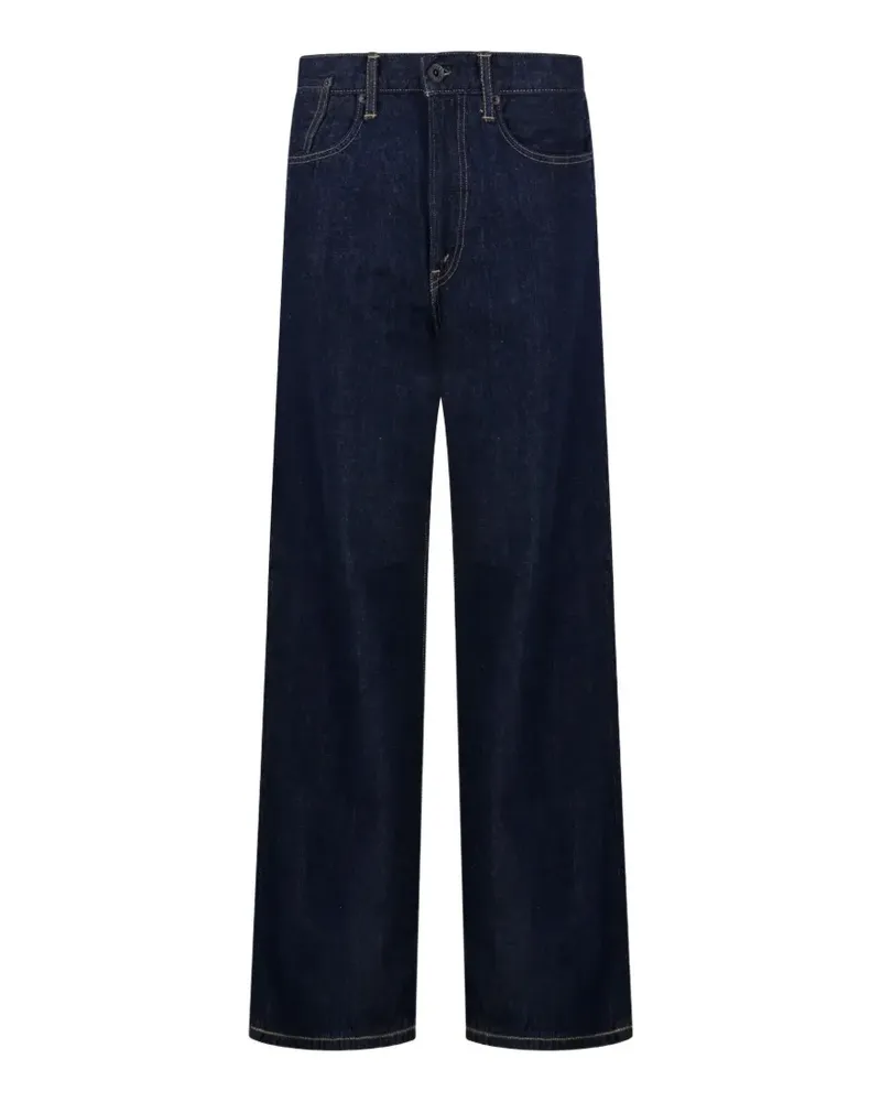 KURO cinch-strap straight-leg jeans - Blau Blau