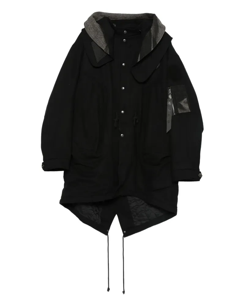 JiyongKim x Alpha Industries Kapuzenparka mit Bleach-Effekt - Schwarz Schwarz