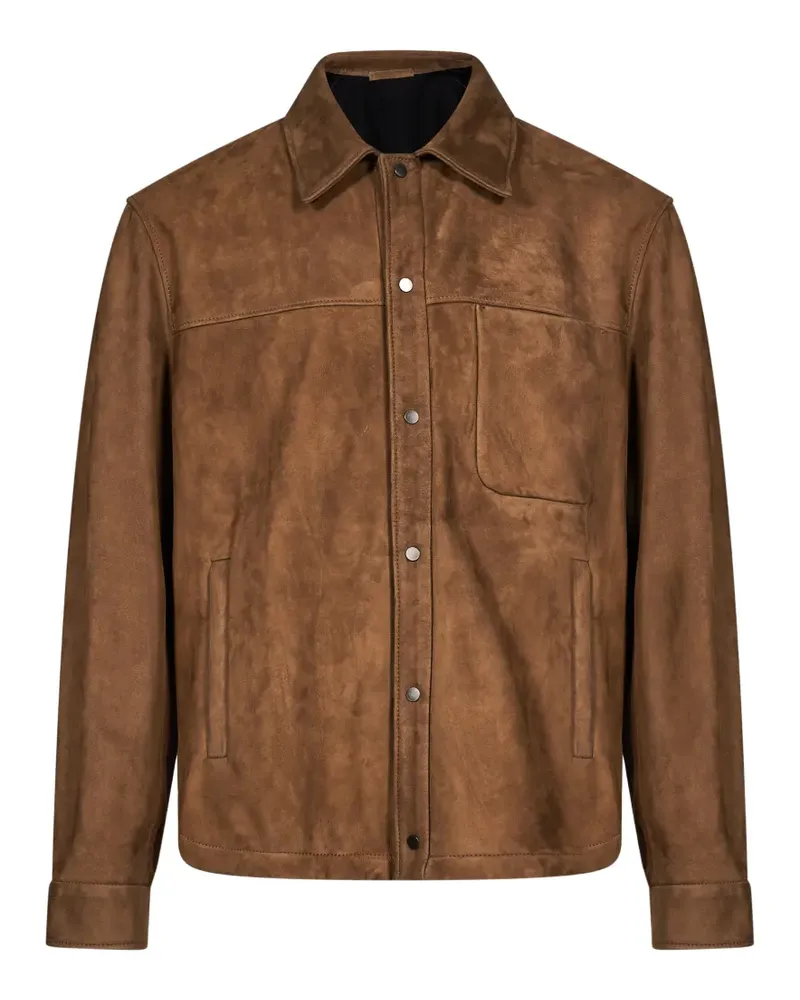 Salvatore Santoro Wolljacke mit Ledereinsätzen - Braun Braun
