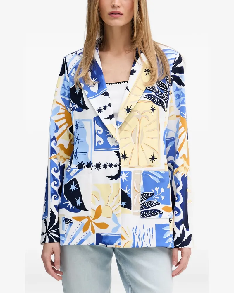 Joseph Ribkoff graphic-print notched-lapels blazer - Blau Blau