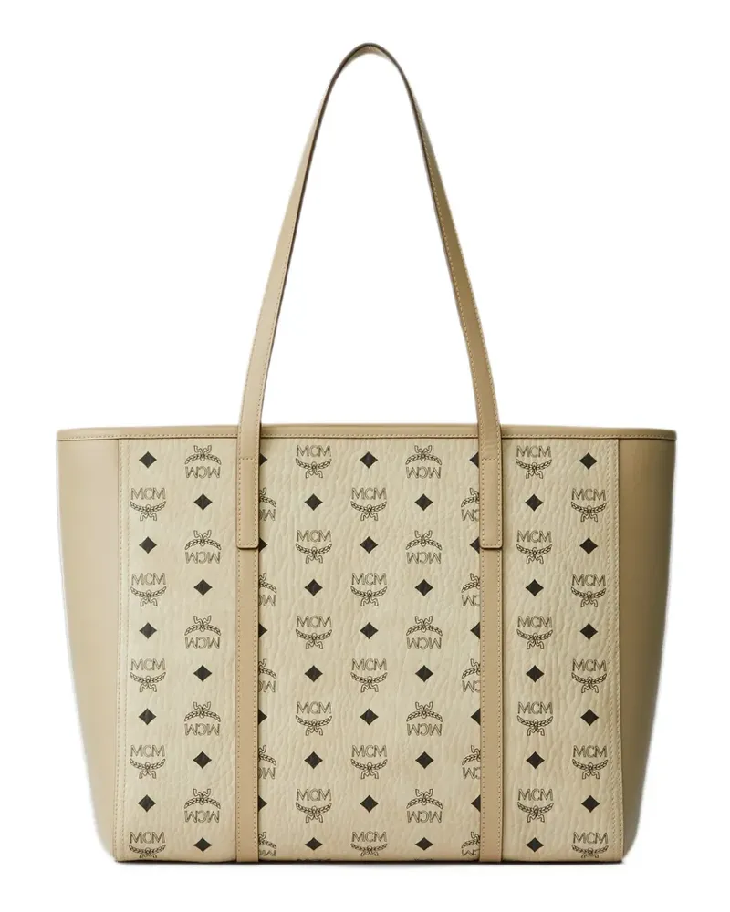 MCM medium Toni Visetos logo-print tote bag - Nude Nude