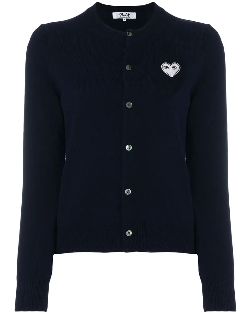 Comme des Garçons Wollcardigan mit Herz-Patch Blau