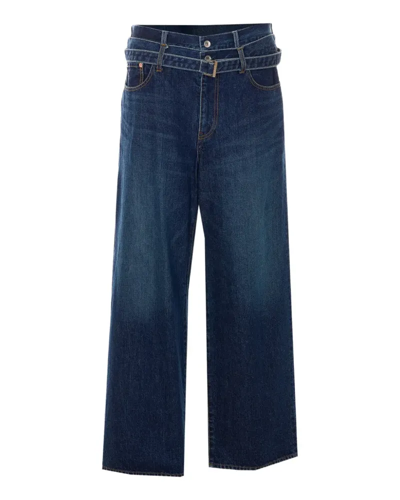 Sacai Weite Jeans mit Gürtel - Blau Blau