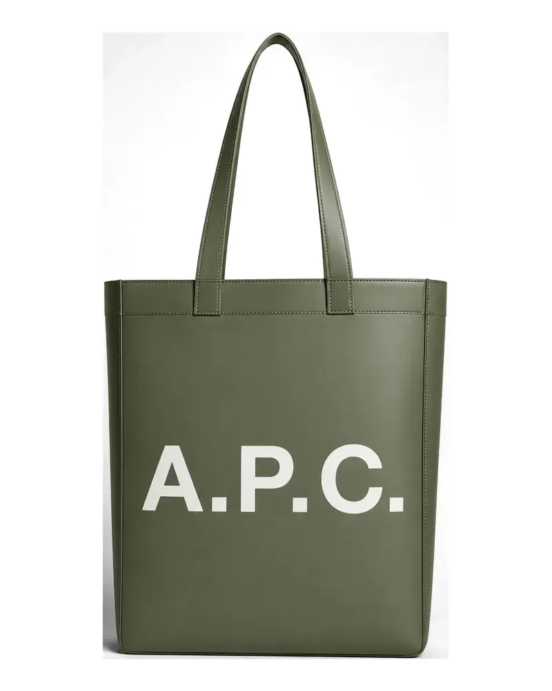 A.P.C. Lou logo-print tote bag - Grün Grün