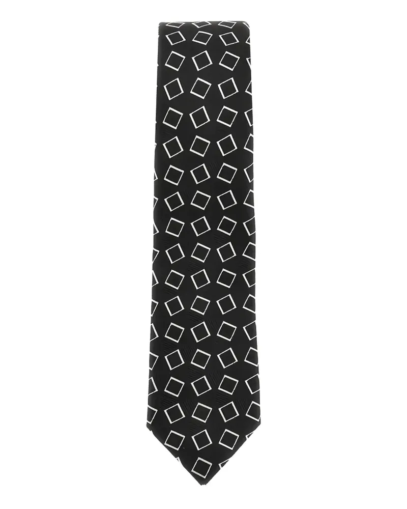 Emporio Armani Seidenkrawatte mit Quadratmuster - Schwarz Schwarz