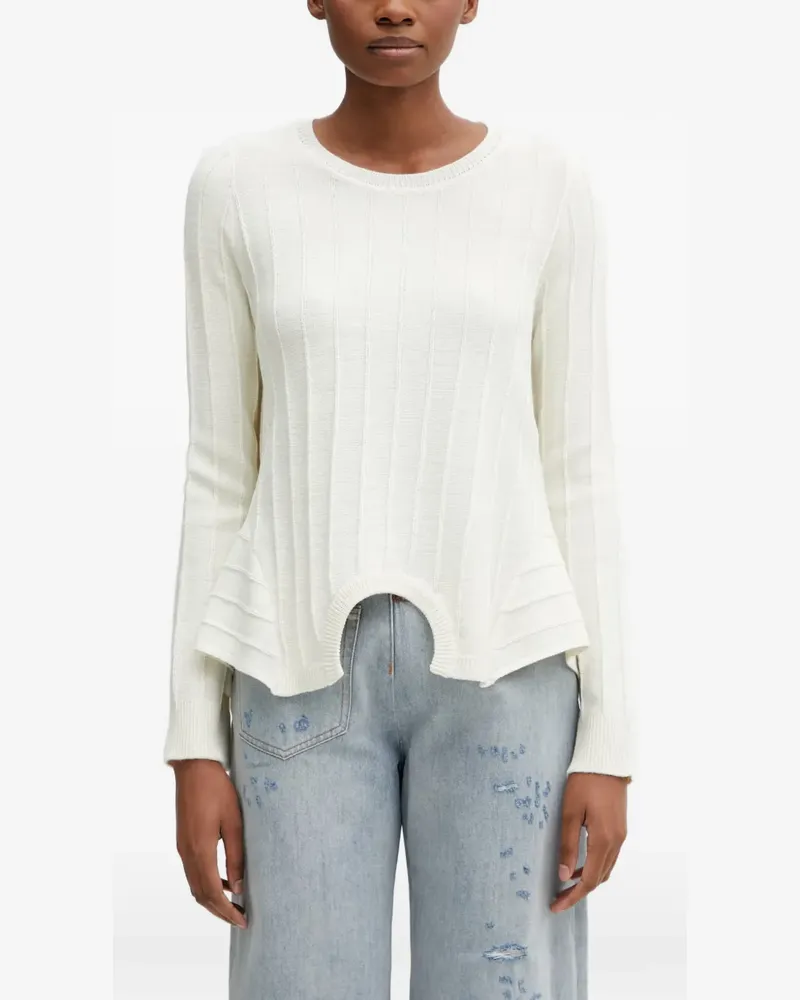 Maison Margiela ribbed peplum-hem sweater - Nude Nude