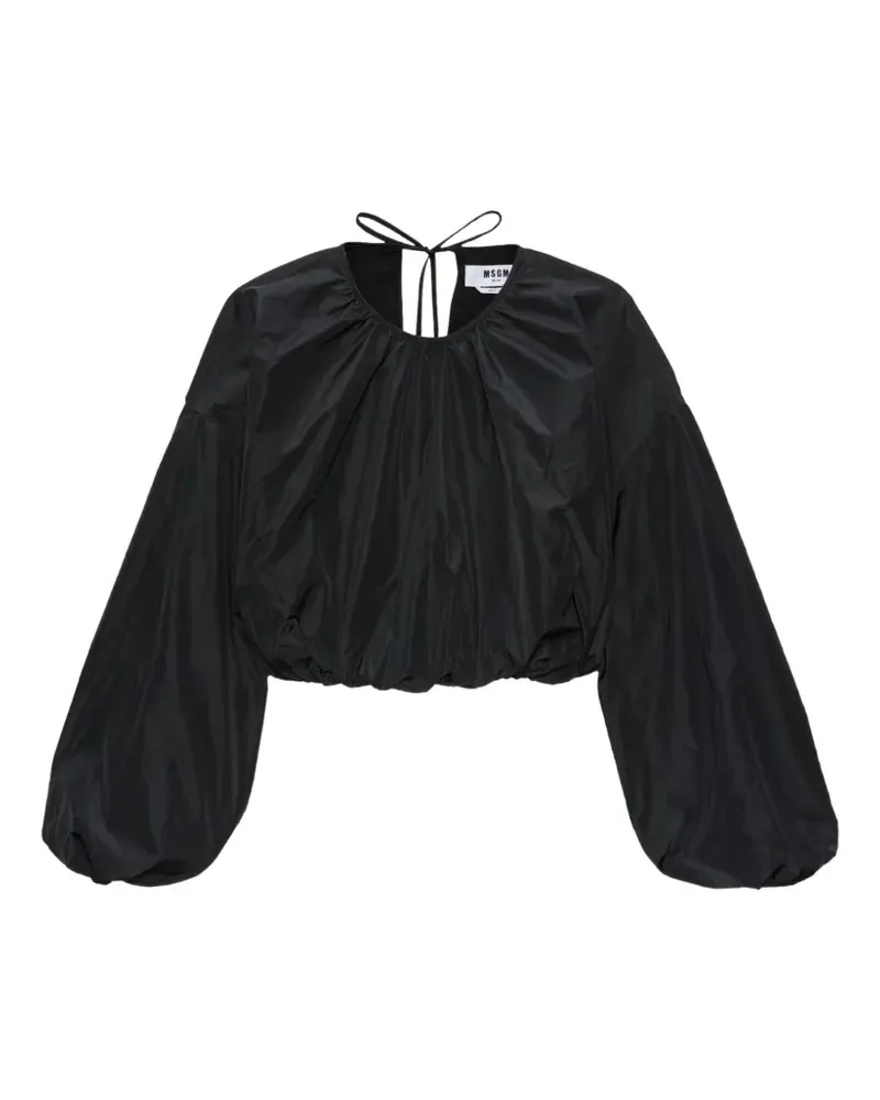 MSGM Geraffte Bluse mit Ballonärmeln - Schwarz Schwarz