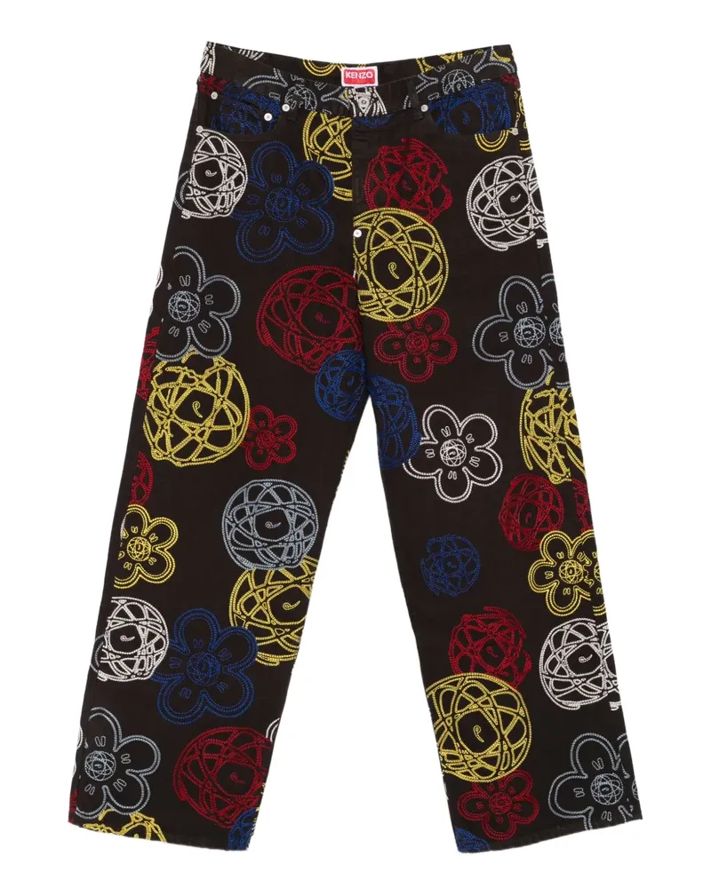 Kenzo xFutura 2000 Hose mit Blumenstickerei - Braun Braun