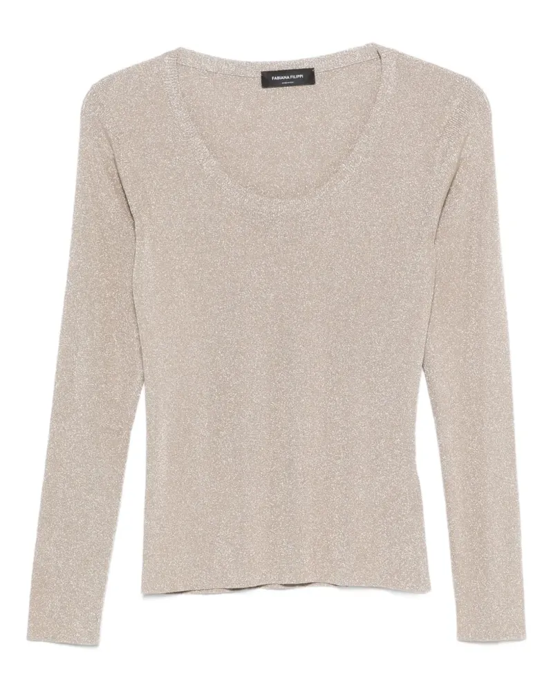 Fabiana Filippi scoop-neck long-sleeve top - Nude Nude