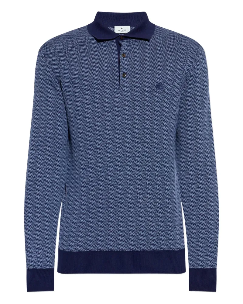 Etro patterned buttoned polo shirt - Blau Blau