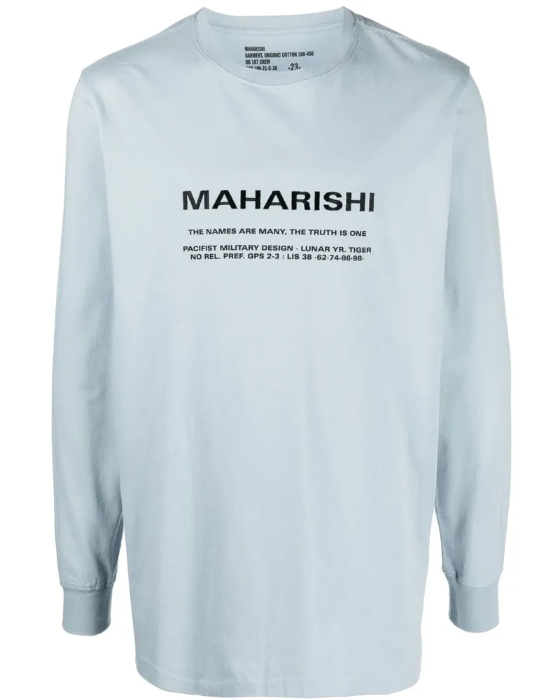 maharishi Langarmshirt mit Logo-Print Blau