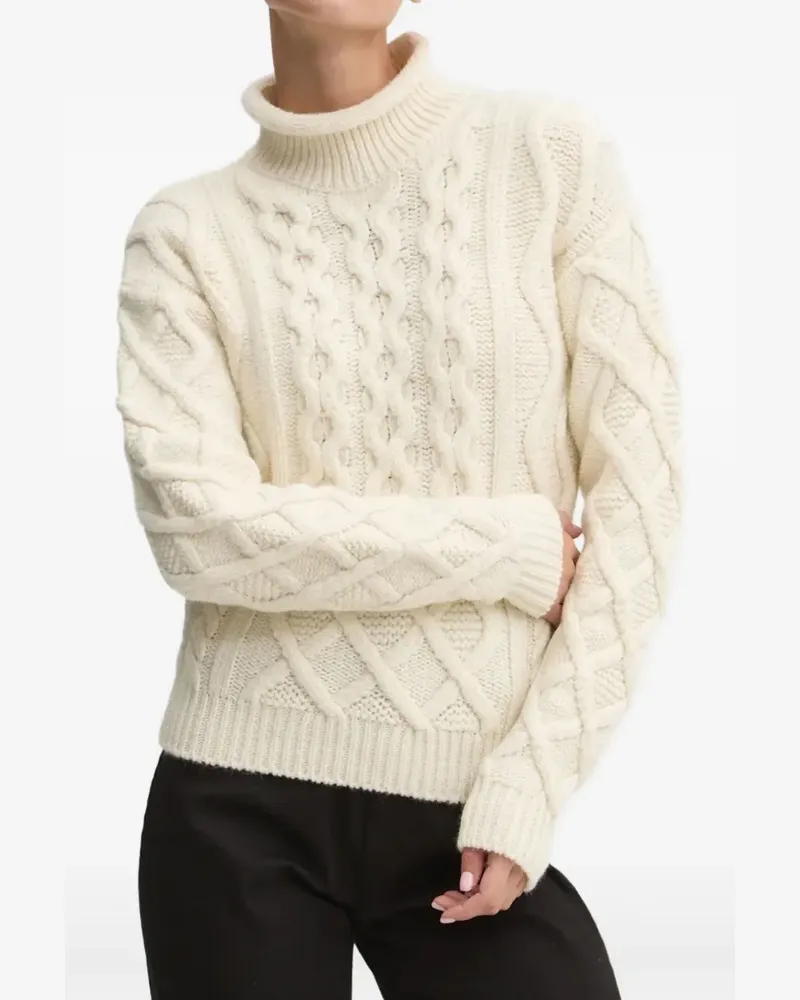 HUGO BOSS Rollkragenpullover mit Zopfmuster - Nude Nude