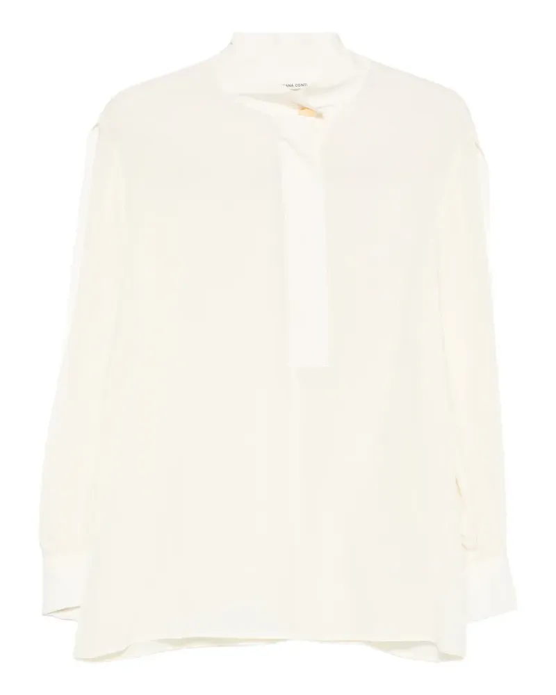 Liviana Conti mock-neck long-sleeve blouse - Nude Nude