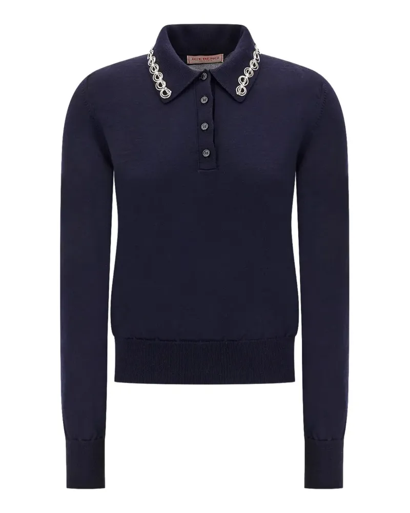 Iceberg embellished-collar polo-neck sweater - Blau Blau