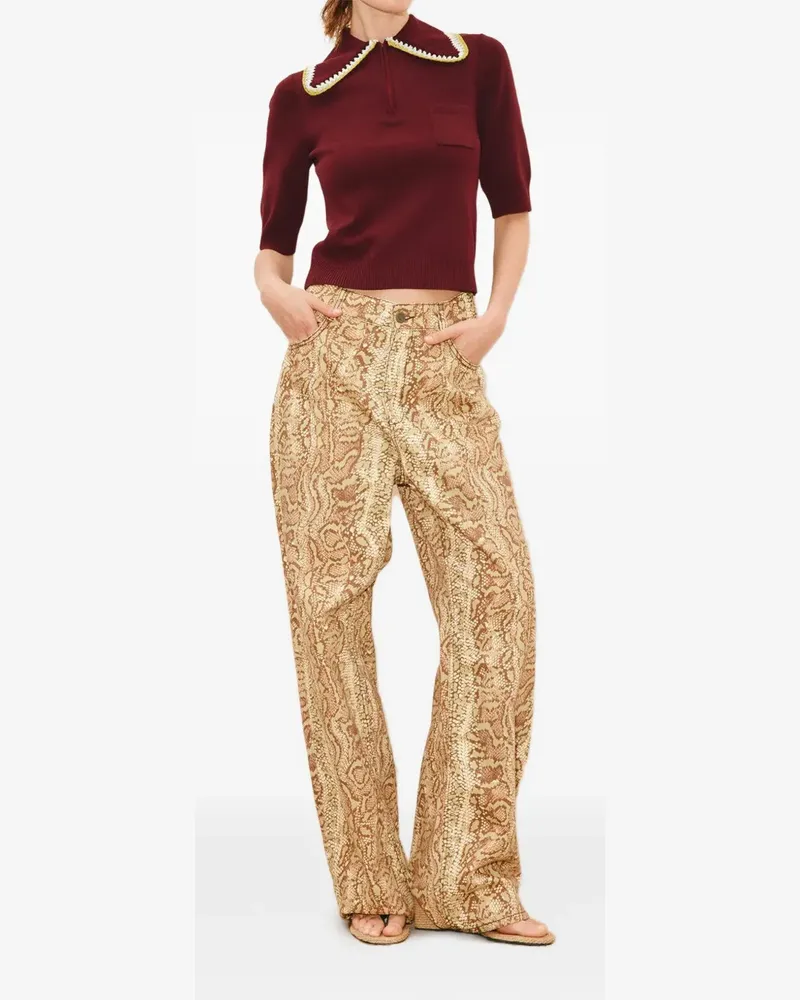 ALEMAIS Jasper crochet-trim polo top - Braun Braun