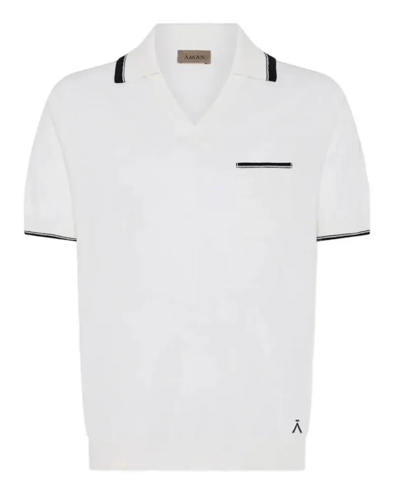 AMAN knitted tipping polo shirt - Weiß Weiß