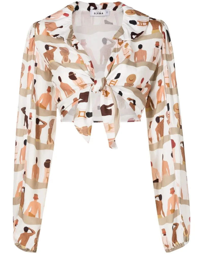 Amir Slama Bluse mit grafischem Print - Nude Nude