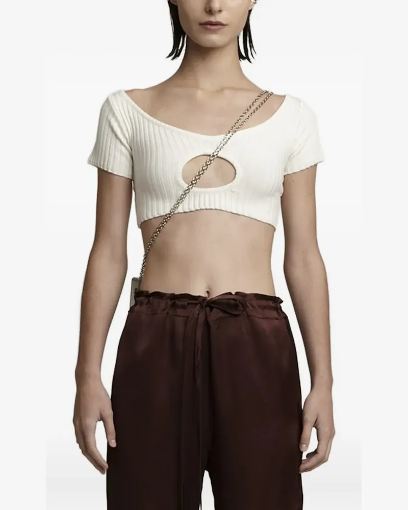 Gloria Coelho Geripptes Oberteil mit Cut-Out - Weiß Weiß