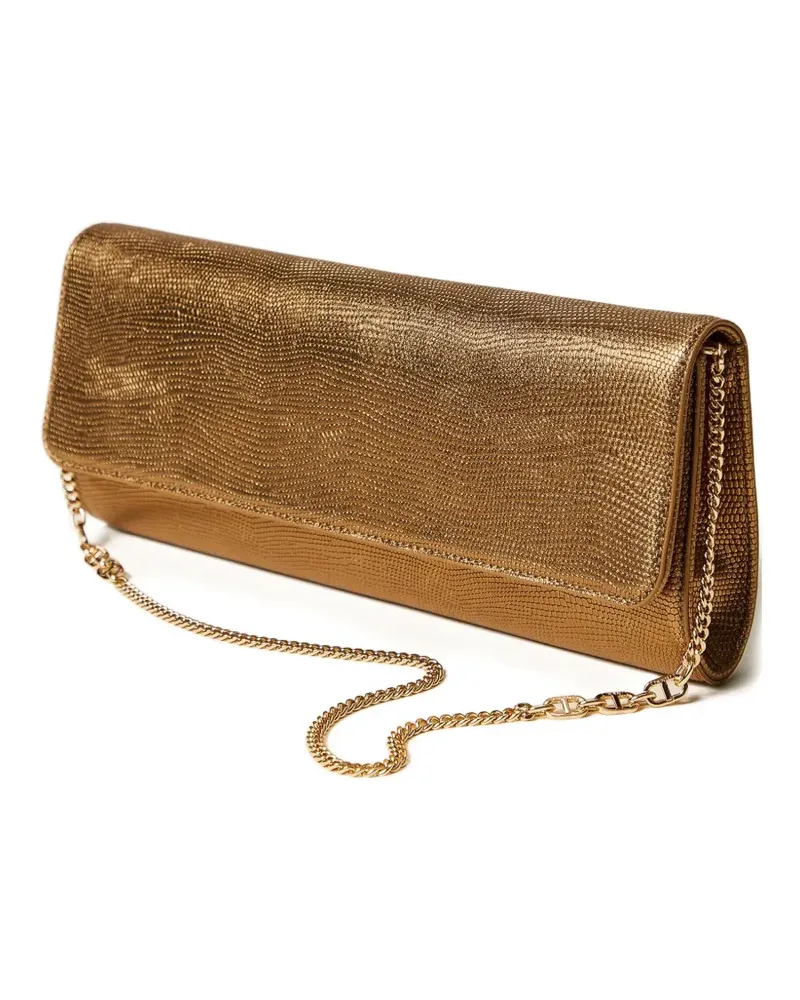 Twin-Set Schultertasche mit Schlangen-Effekt - Gelb Gelb