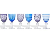 Set aus sechs Weingläsern - Blau