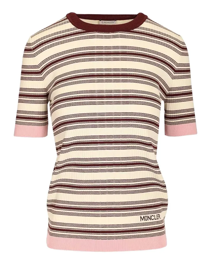 Moncler striped ribbed-knit sweater - Nude Nude